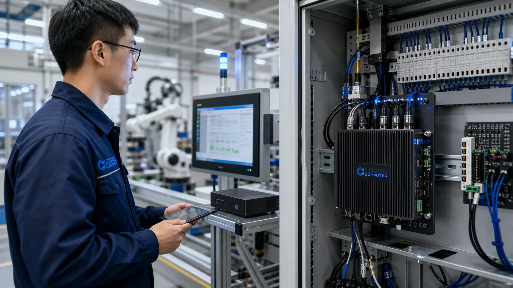 LOONG industrial computer installed in a smart manufacturing control cabinet in China