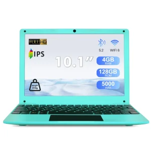 10.1” Android 12 Student Laptop Allwinner A133 Quad-Core 2GB RAM 64GB Storage Slim Green for Education & Kids