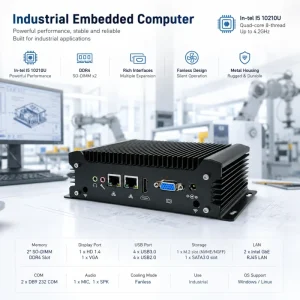 10th Generation Mini Industrial PC Dual LAN 8 USB 2 COM Dual Screen Display Embedded Fanless Intel UHD Graphics SSD