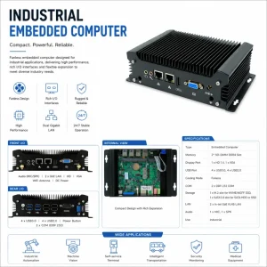 10th Generation Mini Industrial PC Dual LAN 8 USB 2 COM Dual Screen Display Embedded Fanless Intel UHD Graphics SSD