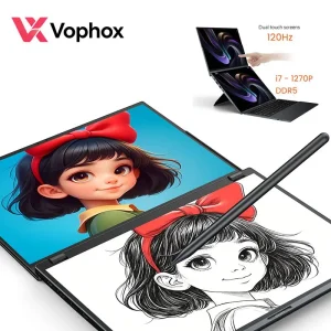 14″ Dual Screen Laptop Core I7 120Hz Touch Screen Notebook for Home Entertainment Student Study Custom OEM