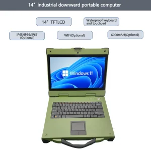 14 Inch LCD Upward Portable Industrial Computer Support I3 I5 I7 CPU 2.5″ HDD SSD Rugged Laptop 1920×1080 Resolution