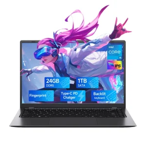 14″ Win11 Laptop Business Laptop CPU 12 Core I5 1240P 12 Cores 16 Thread Fingerprint Unlocking Backlit 24GB 1TB DDR5 Computer