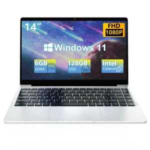 14英寸笔记本电脑，带6GB内存128GB 1TB固态硬盘双核Win 10家用学校商务笔记本游戏电脑，带英语键盘