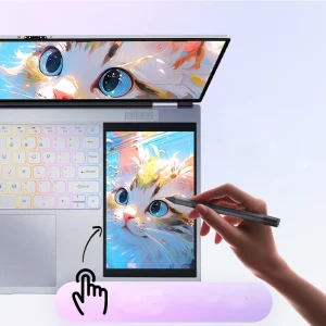 15.6″+7″ Touch Screen IPS Metal Laptop with Intel N95 Quad-Core Processor Windows 11 SSD Storage 16:09 Display Ratio