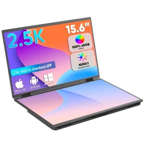 15.6 Inch Luxury Aluminum Case Laptop 2.5K 2nd Screen Extender Dual Folding Portable IPS Display OEM Custom Duplicated