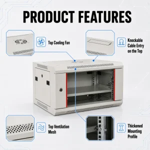 19 Inch 4U Network Cabinet Metal Wall Mounted Server Rack Chassis Small Computer Cabinet Black White Tempered Glass Door