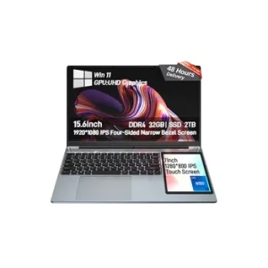 1TB Student Laptops SSD 256GB Dual Screen 15.6+7 Inch Touch Screen Brand New Laptop Netbook Computer Pc