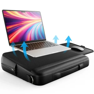 2 in 1 Laptop Bag & Lap Desk Cushioned Pillow with Breathable Leather Surface