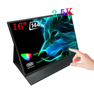 2.5K 144Hz Portable Gaming Monitor 16″ Touchscreen 2560×1600 100% SRGB 500nits 16:10 Eye Care Second Computer Display