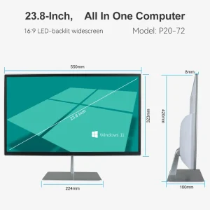 23.8 Inch All in One PC Intel 12th Gen Core I5 1920×1080 Resolution Win10 Win 11 Linux All in One Desktop Computer Set