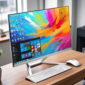 24inch LED Built-in Battery Desktop Monoblock Gaming Computer with Webcam Business All in One PC Barebone