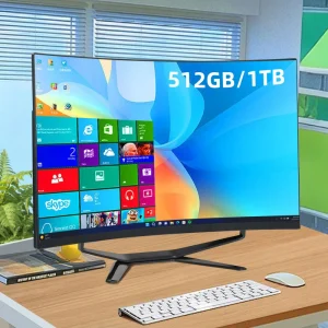 27″ Curved All in One PC Desktop Computer with I5 12th Generation 2.5GHz Processor 8G RAM SSD for Gaming