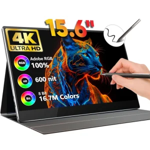 4K Touchscreen 15.6 Inch Drawing Portable Monitor USB C Type C LCD Monitor Screen Portable Dual Sliding Monitor for Laptop