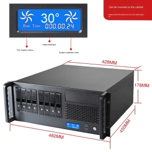 4U Horizontal Industrial Computer Server Case ATX 8 Hot-Swappable Hard Disk Slots Large Motherboard Temperature