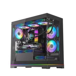 5 PCI Slots PC Micro ATX Gaming Slim Case with Tempered Glass Side Panel Steel Construction ARGB Strip