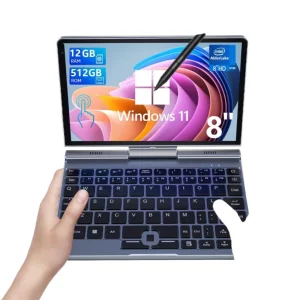 8 英寸二合一手持式电脑 Intel N100 12GB RAM 1TB Win 11 袖珍笔记本电脑 适合商务设计绘图 笔记记录 金属材质
