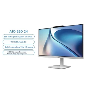 AIO 520 All in One Computer 23.8 inch N100 CPU 8G 512G Business Office Home Use Entertainment Desktop Computer