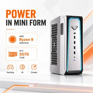 AMD Ryzen R9 9900X RTX 5070 12GB Mini PC Liquid Cooling Gaming PC DDR5 Creator Desktop Computer for AI Rendering OEM
