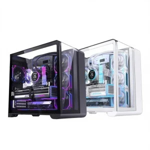 ATX MicroATX Vertical Sea View Room Chassis Tempered Glass Curved Screen USB 3.0 Front Ports Temperature Desktop Computer