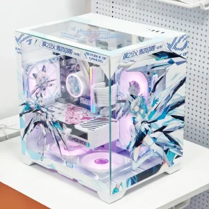 ATX Vertical Desktop Gaming Computer Case with Tempered Glass Side Panel Window
