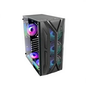 ATX Vertical Gaming PC Desktop Computer Case with USB 3.0 Ports and Tempered Glass Side Panel Full View Computer Cabinet