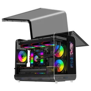 Airplane Open Door Micro ATX ITX PC Case Mid Tower Tempered Glass Gaming Computer Cases & Towers With Screen Display