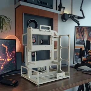 Aluminum Gaming Computer Case Open Air Rack Box with Side Panel Window DIY Assembly Frame for Stand
