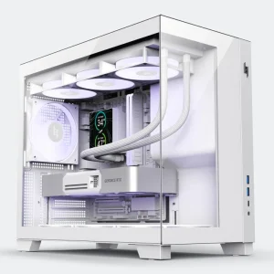 C33 Sea View M ATX Small Case Rear Plug In Design Columnless Panoramic Side Transparent Glass Quick Release Gaming Desktop