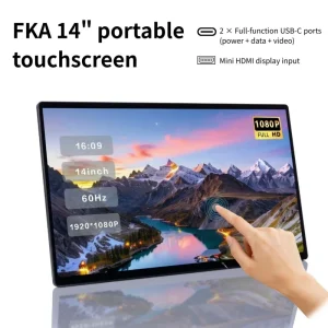 CNC Metal 14 Inch Touchscreen Display Type C Mini HDMI Sharp 1500 1 Contrast for Laptop Extender Portable Monitor