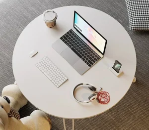Celaepic Adjustable Rounded Metal Wood Foldable Floor Coffee Table for Living Room & Computer Desks Furniture