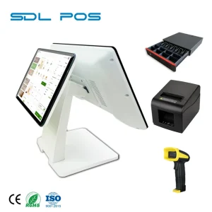Complete Dual Monitor POS Solution With 15.6″ Main Screen + LCD VFD Secondary Display
