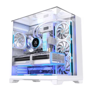 Computer Case Desktop Gaming PC Case ATX Mid Tower RGB Fan Tempered Glass High Cooling Performance