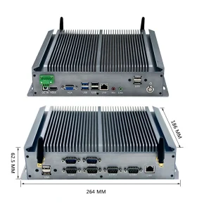 Core I5 Fanless Mini PC Embedded Industrial Computer with Dual LAN & RS232 Aluminium SSD RAM Windows 10