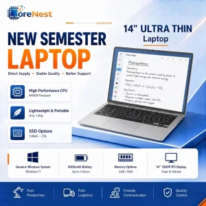 CoreNest 14 Inch Portable Student Laptop Intel N4000 Dual Core Slim Laptop Windows 11 for Student School Education