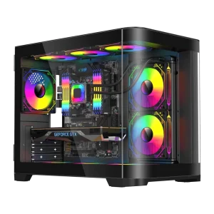 Curvy Cube Tempered Glass Mid Tower Gaming PC Case Micro ATX ITX Desktop Computer Chassis for Gamer Casing