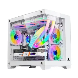 Custom Gaming Computer Case RGB Fans Tempered Glass Mini PC Case for Desktop Computer