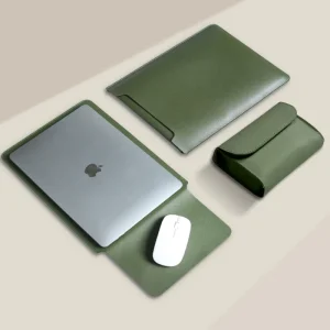 Custom Logo Design PU Leather Laptop Sleeve Thin Light Pad Pouch Waterproof Anti Scratch Laptop Bag