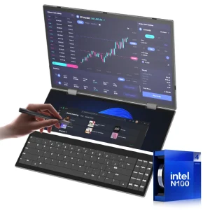 Custom Logo Dual Intel N100 12th Gen Win11 Computer PC 14Inch Touch Screen 2 in 1 Tablet Double Touch Screen Business Laptop