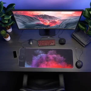 Custom Logo Printed Giant Waterproof Mousepad 15W Fast Qi Wireless Charging Phone Charger RGB Gaming in Stock