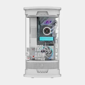 Cylindrical Black White MATX Mid Tower Acrylic Computer Case for Desktop Gaming Supports 360 Water Cooling with Power Supply
