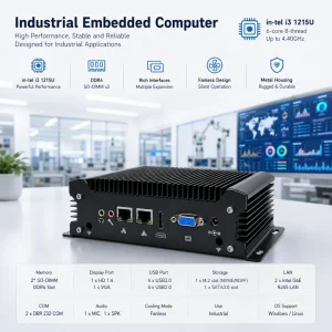 Desktop Fanless Industrial MiniPC Intel Core i3-1215U Support 32GB DDR4 SSD 4*USB Port HD+VGA Win11/Linux