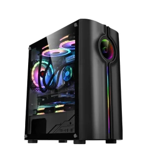 Desktop PC Case Chassis Gaming Computer Tempered Glass Side Supports M-ATX Motherboard