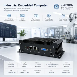 Dual LAN 8 USB 2 COM Dual Screen Display Embedded Fanless Intel UHD Graphics SSD Mini Industrial PC
