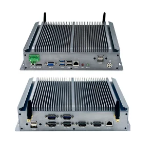 Dual RJ45 100M/1000M 6 DB9 4 USB Industrial Mini Desktop PC with Embedded Fanless Control 100% Industrial Mini PCs