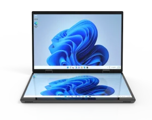 Dual Screen 14 and 14 Inch 360 Degrees Flip Metal Laptop Intel N100 Processor IPS 2K Screen for Personal and Business Use