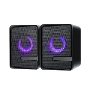 Dust Proof 7-Color RGB Desktop Gaming Speakers with 6W Output for Computer