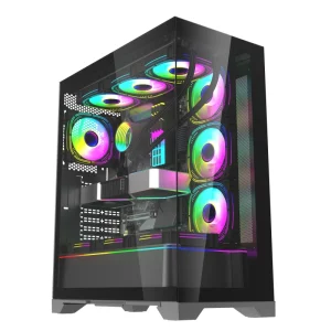 E-ATX RGB Gaming Desktop Panoramic Tempered Glass Computer Case & Tower Tempered Glass Gabinete Gamer Full Towers