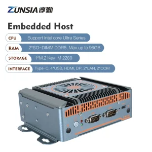 EDGE AI Industrial Mini PC Dual LAN 2*COM Intel Core Ultra 5 125H 225H Ultra 7 155H 255H 2*DDR5 X86 Embedded Din Rail Mini PC