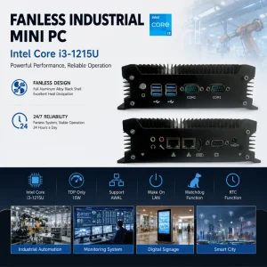 EGLOBAL Fanless Industrial Computer with Dual RS232 Intel Core I3 1215U I5 1235U 32GB DDR4 4G Lte for IOT Linux Mini PC